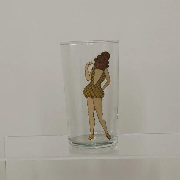 VTG WWII 1940s 50s Peekaboo Pinup Girl Nude Nudie Sip Strip Drinking Glass - Picture 1 of 10